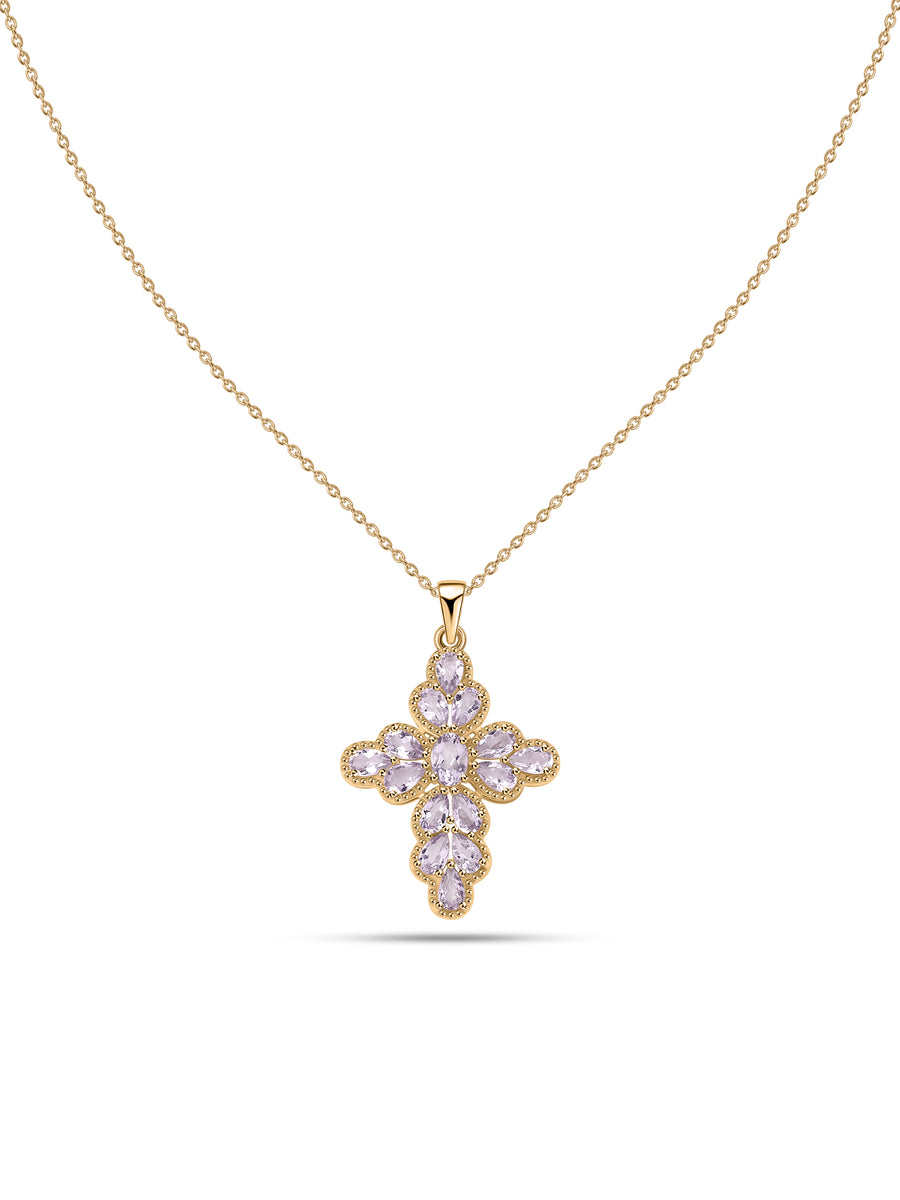 Lavender Grace Amethyst Silver Cross Pendant