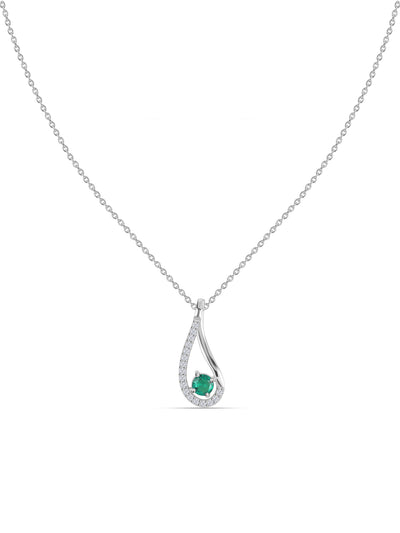 Pear-fect Twisted Silver Pendant with Chain for Women