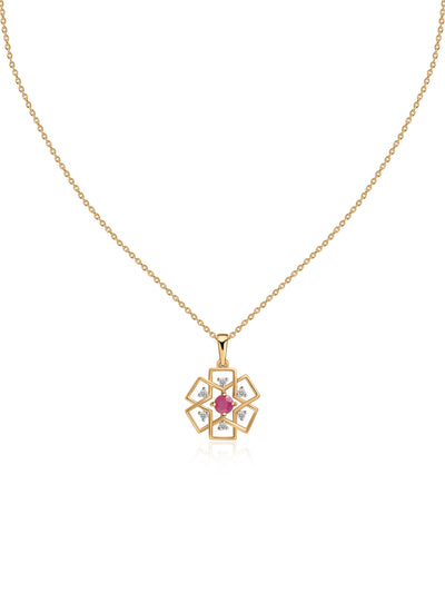 Eternal Bloom Natural Ruby Gold Plated Pendant for Women