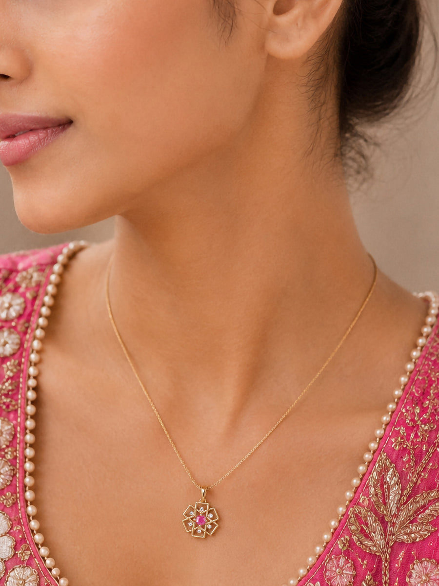 Modern Classic Ruby CZ Pendant For Women