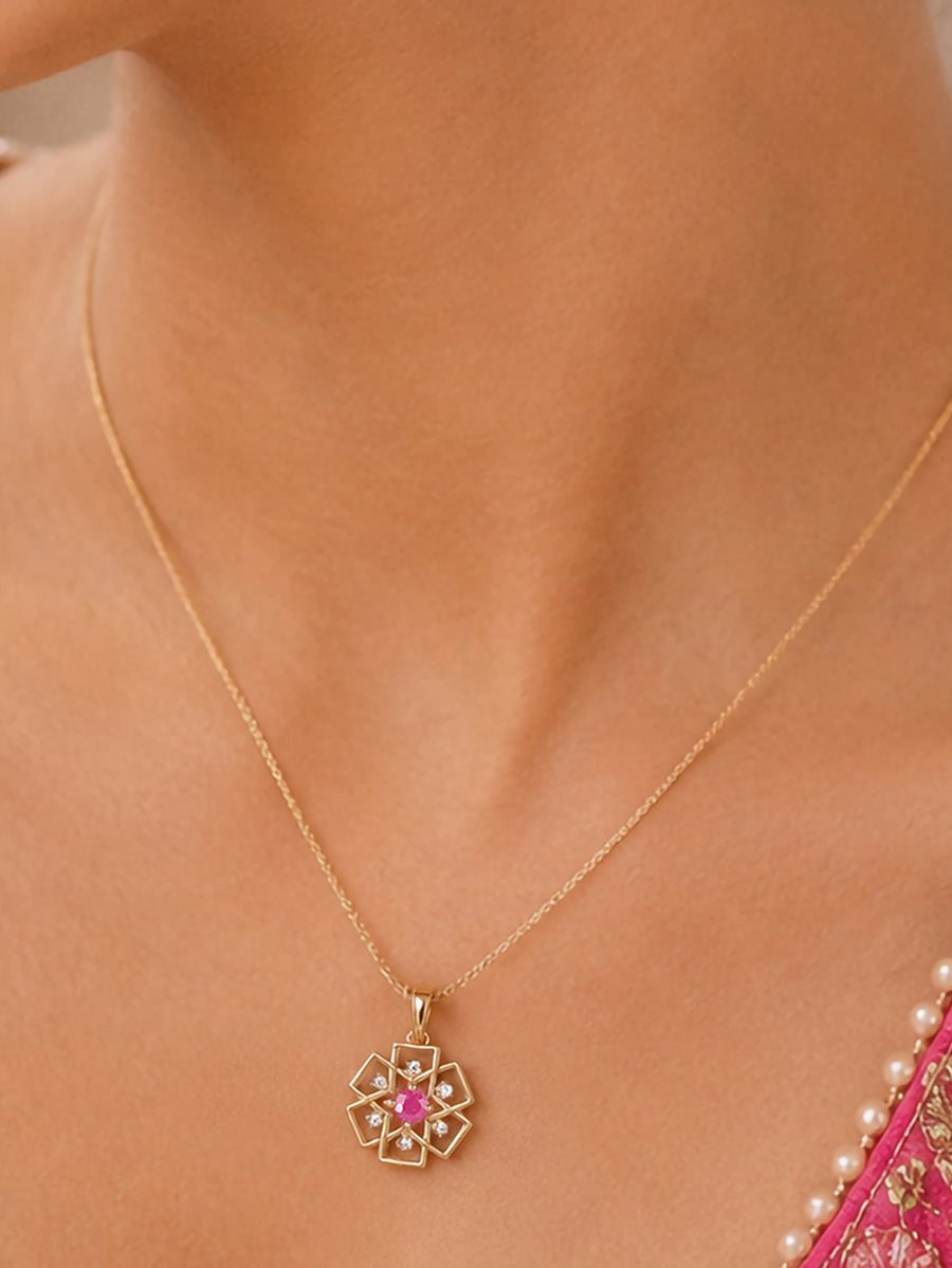 Modern Classic Ruby CZ Pendant For Women