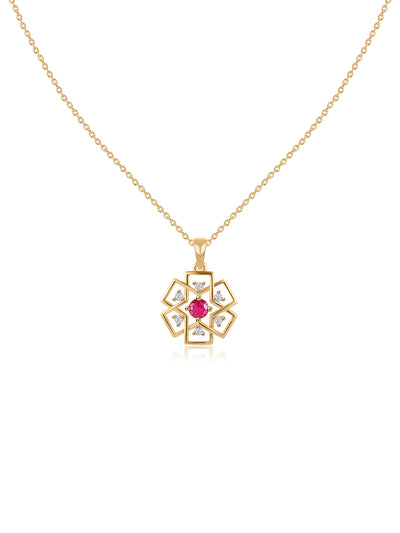 Modern Classic Ruby CZ Gold Plated Pendant for Women
