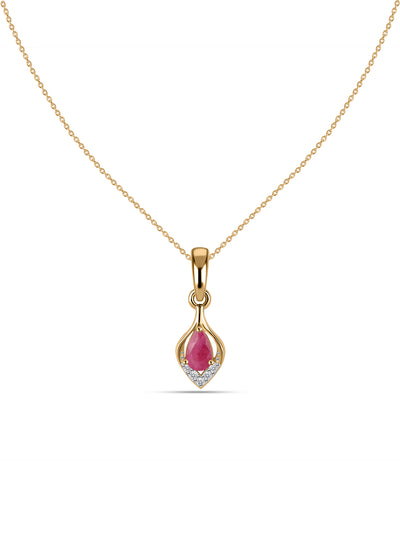 Eternity Drop Natural Ruby Gold Plated Pendant for Women