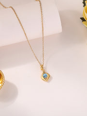 Natural Swiss Blue Topaz Necklace