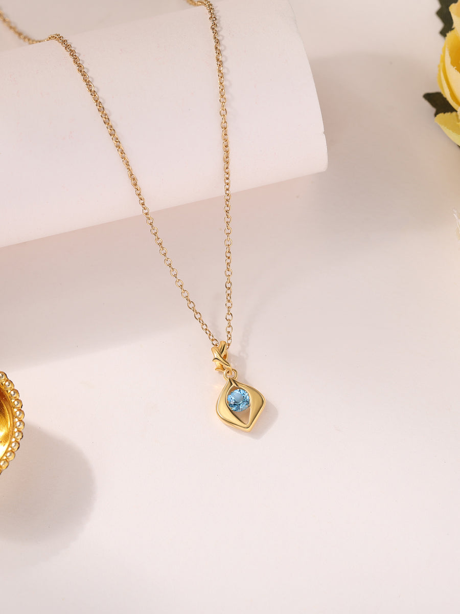 Natural Swiss Blue Topaz Necklace