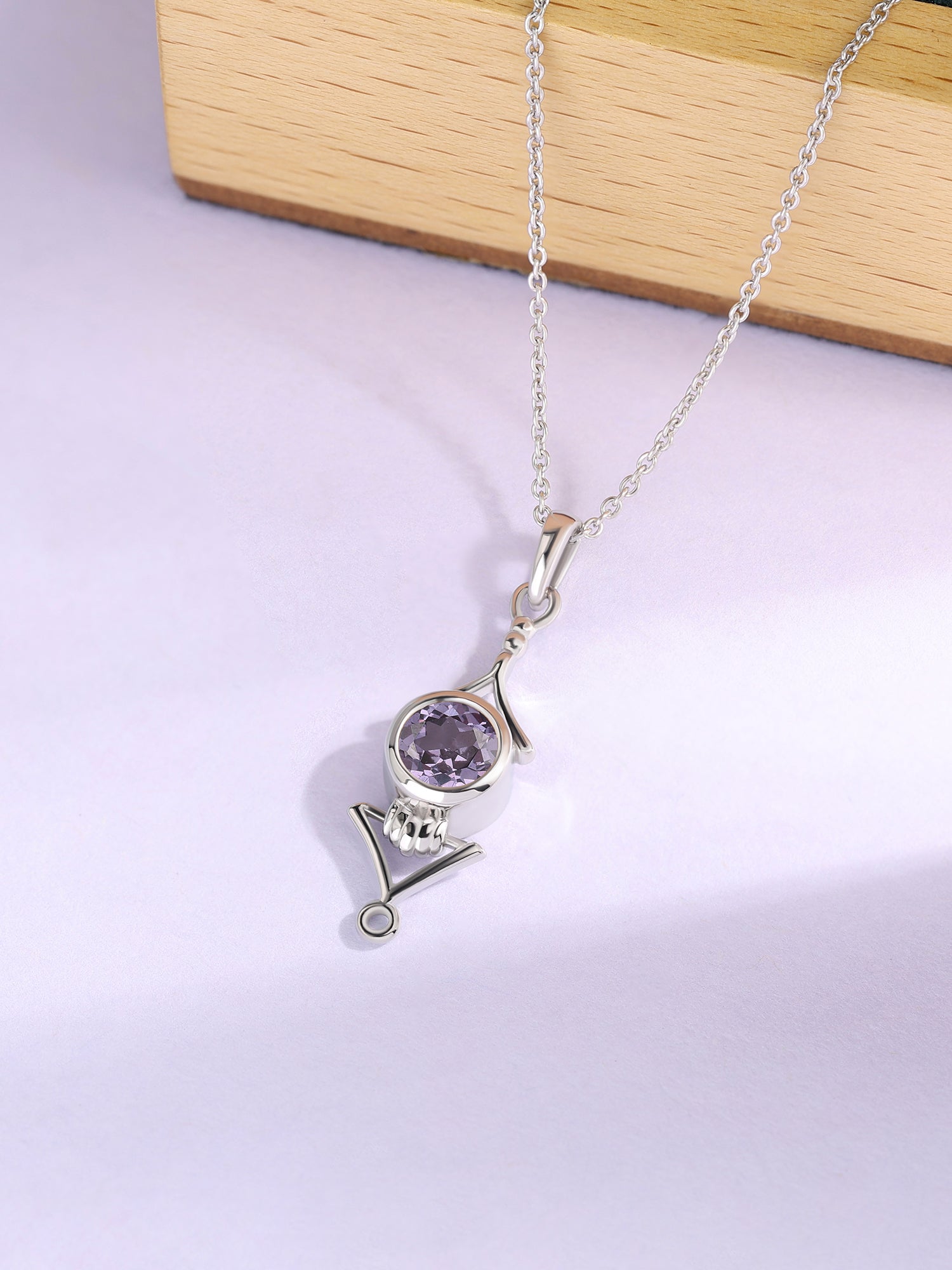 Natural Amethyst Necklace in Silver