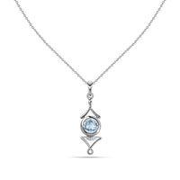 Regal Natural Blue Aquamarine Necklace in Silver