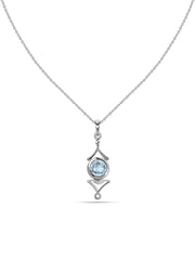 Regal Blue Aquamarine Necklace in Silver