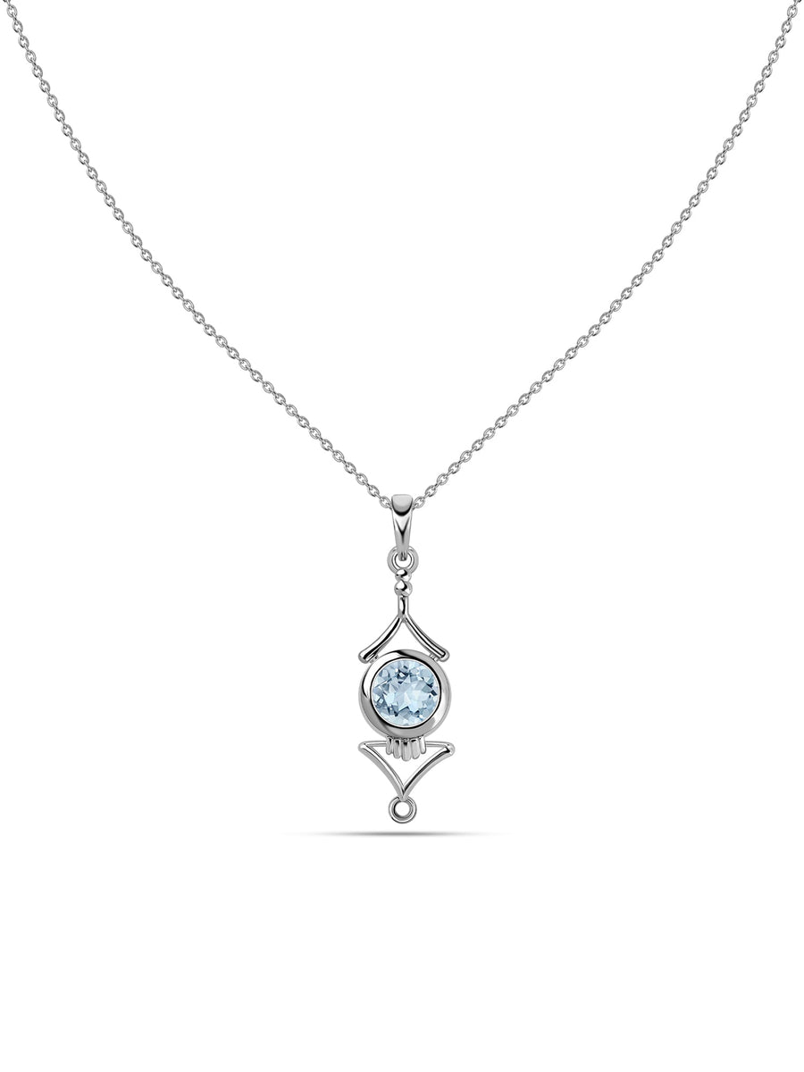 Regal Blue Aquamarine Necklace in Silver