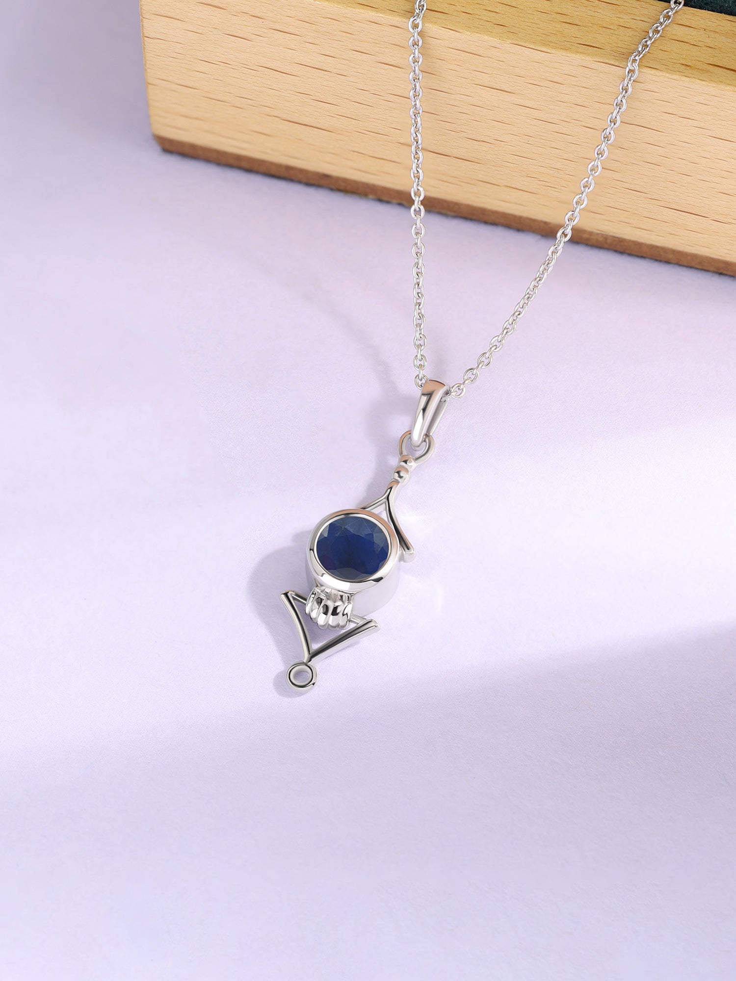Regal Blue Sapphire Necklace in Silver