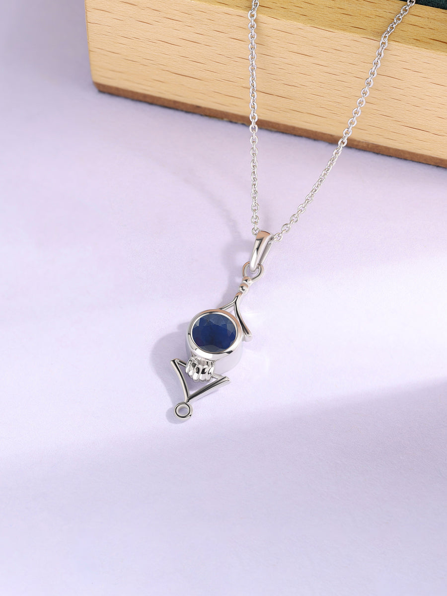Regal Blue Sapphire Necklace in Silver
