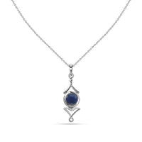 Natural Regal Blue Sapphire Necklace in Silver