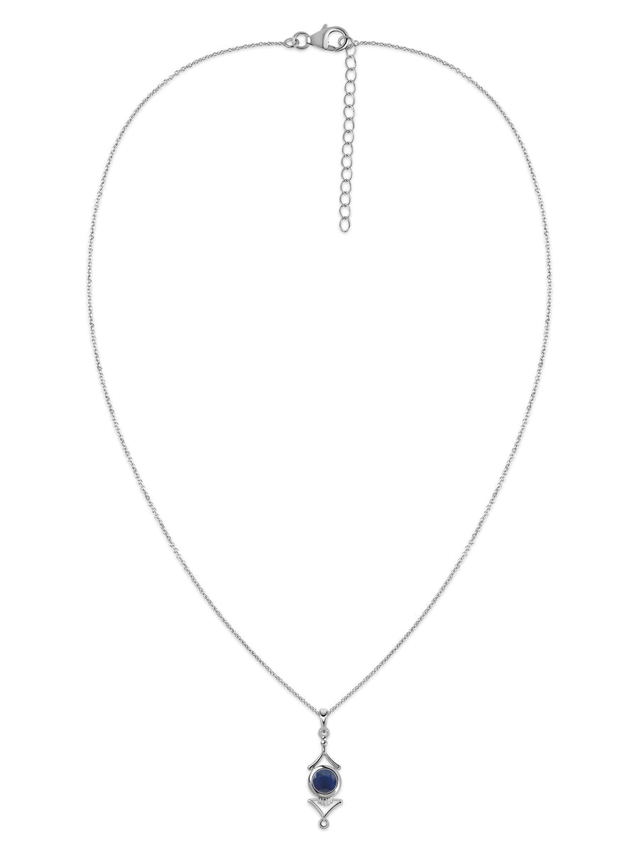 Regal Blue Sapphire Necklace in Silver