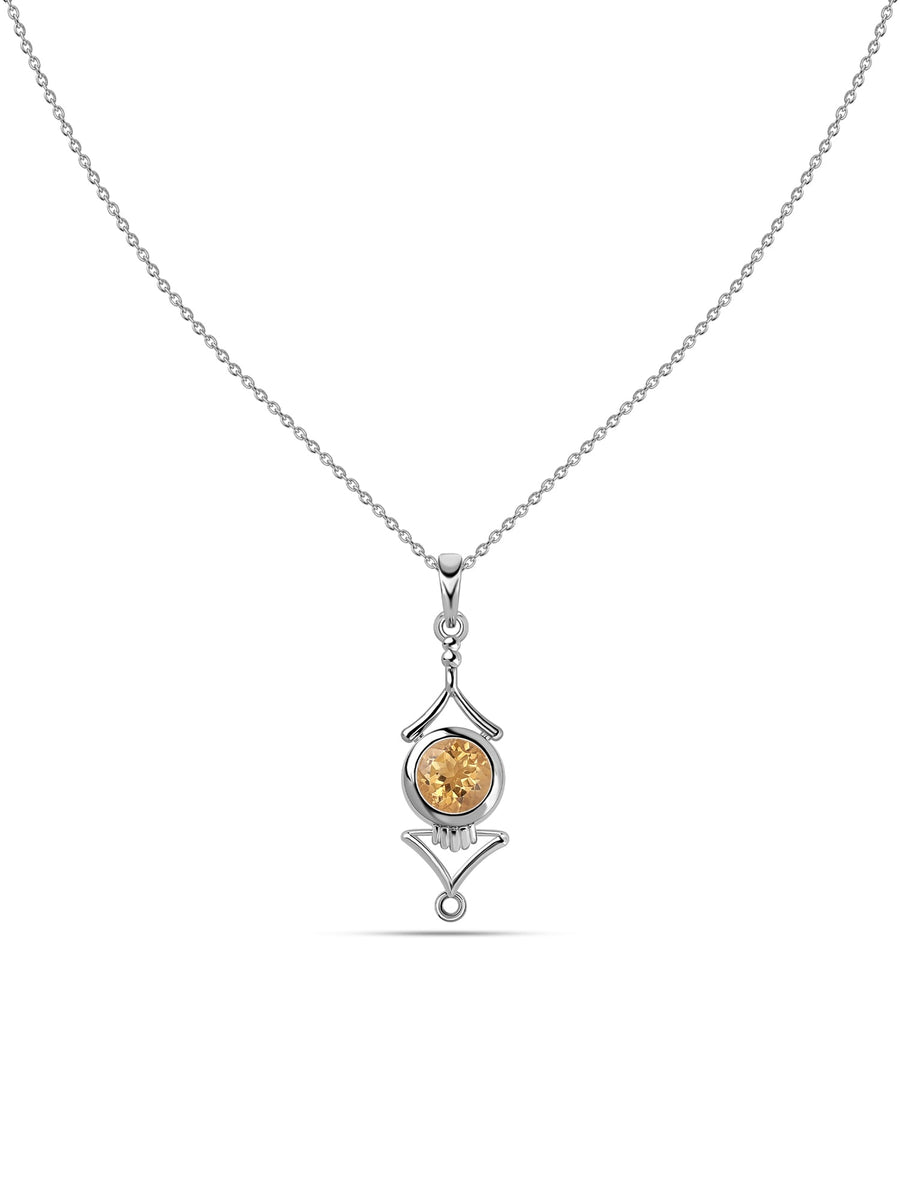 Regal Citrine Necklace in Silver