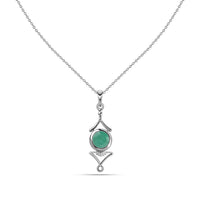 Regal Natural Emerald Necklace in Silver