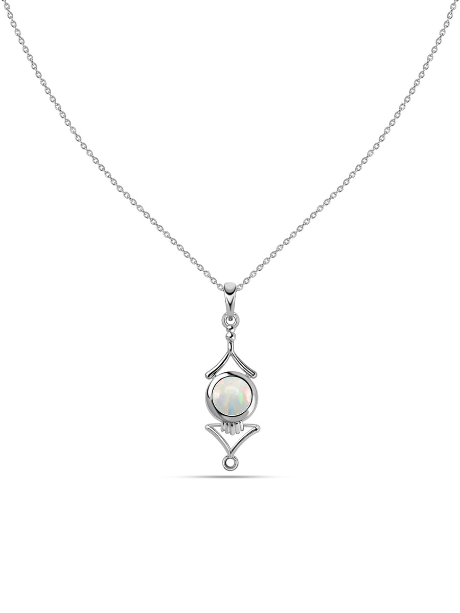 Natural Ethiopian Opal Necklace in Silver – Ornate Jewels