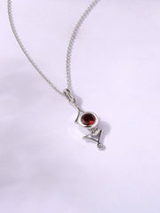 Natural Garnet Necklace in Silver
