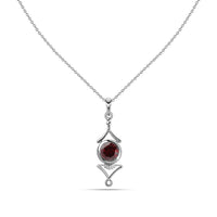 Natural Garnet Necklace in Silver