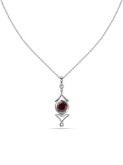 Natural Garnet Necklace in Silver