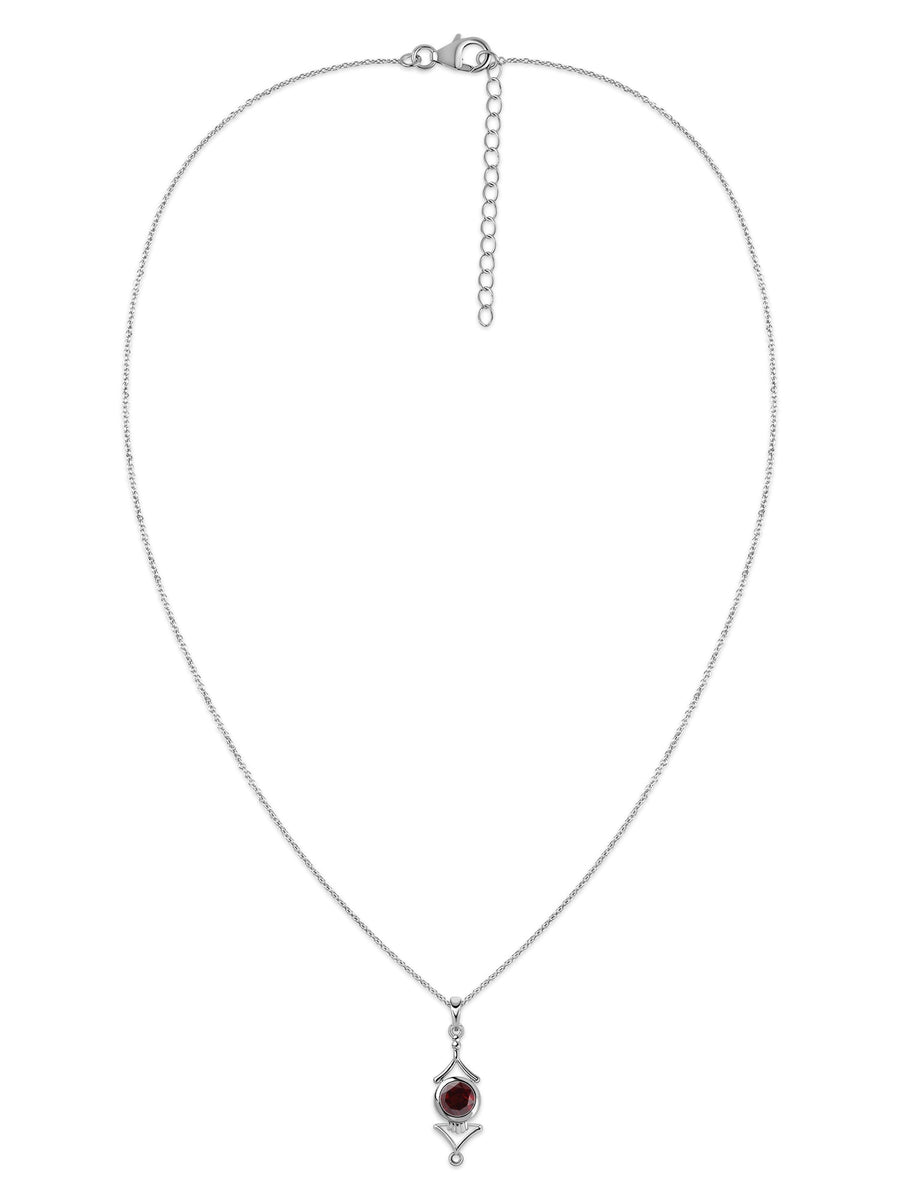 Natural Garnet Necklace in Silver