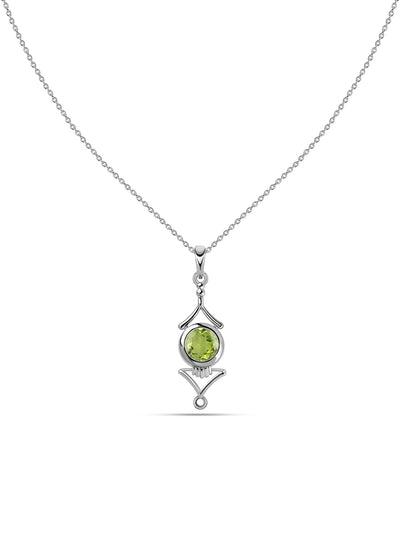 Regal Natural Peridot Necklace in Silver