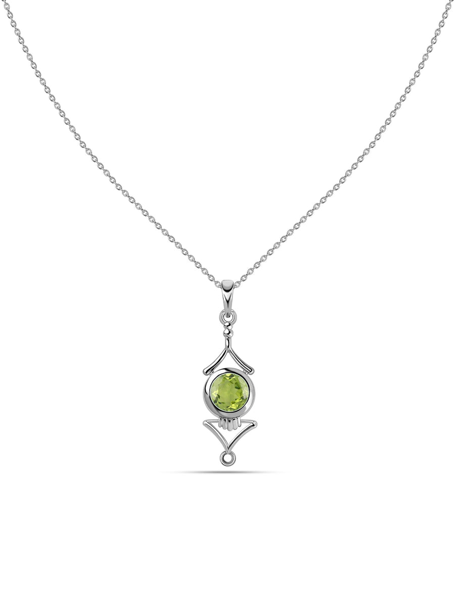Regal Peridot Necklace in Silver