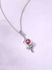 Regal Pink Tourmaline Necklace in Silver