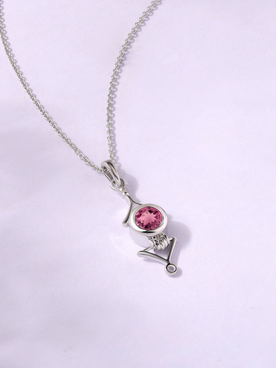 Regal Pink Tourmaline Necklace in Silver