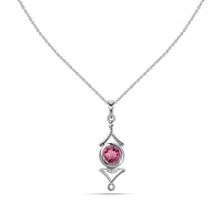 Regal Natural Pink Tourmaline Necklace in Silver