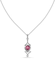 Regal Pink Tourmaline Necklace in Silver