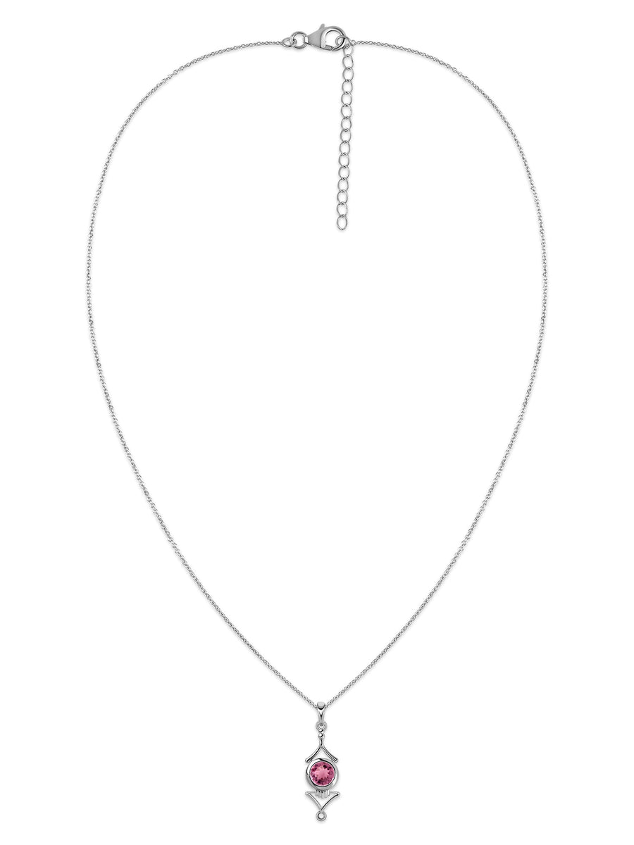 Regal Pink Tourmaline Necklace in Silver