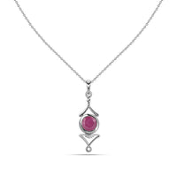 Natural Red Ruby Necklace in Silver