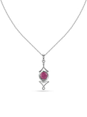 Natural Red Ruby Necklace in Silver