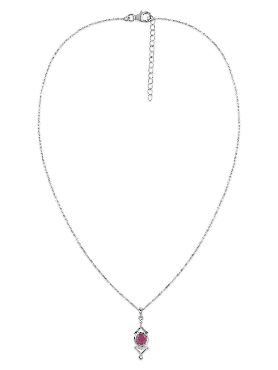 Natural Red Ruby Necklace in Silver