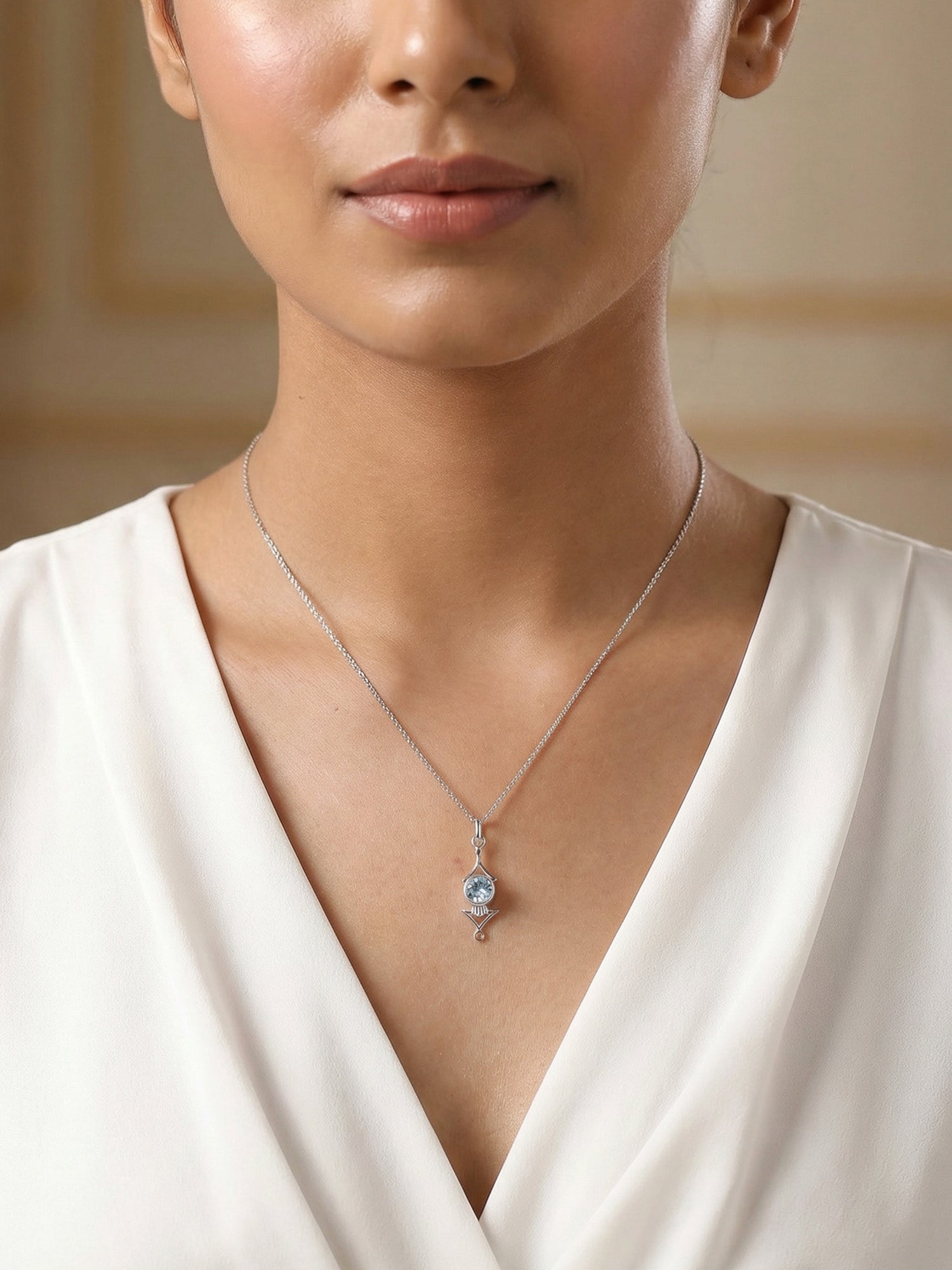 Regal Blue Aquamarine Necklace in Silver
