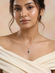 Natural Regal Blue Sapphire Necklace in Silver