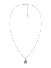 Natural Amethyst Hamsa Protection Pendant with Chain