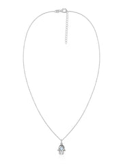 Aquamarine Hamsa Protection Pendant with Chain