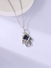 Alexandrite Hamsa Protection Pendant with Chain