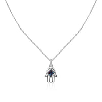 Alexandrite CZ Silver Hamsa Protection Pendant for Women