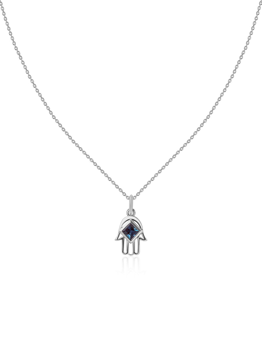 Alexandrite Hamsa Protection Pendant with Chain