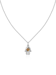 Citrine Hamsa Protection Pendant with Chain