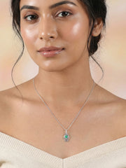Natural Emerald Hamsa Protection Pendant with Chain