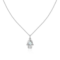 Natural Ethiopian Opal Silver Hamsa Hand Pendant