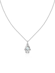 Natural Ethiopian Opal Hamsa Protection Pendant with Chain