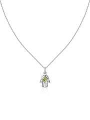 Peridot Hamsa Protection Pendant with Chain