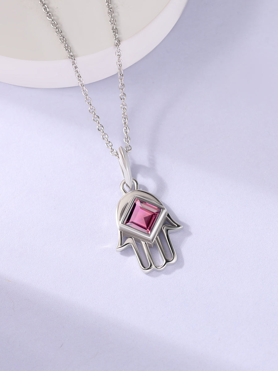 Tourmaline Hamsa Protection Pendant with Chain
