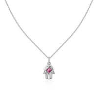 Natural Tourmaline Silver Hamsa Hand Pendant for Women