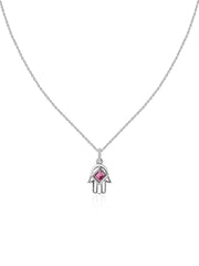 Tourmaline Hamsa Protection Pendant with Chain