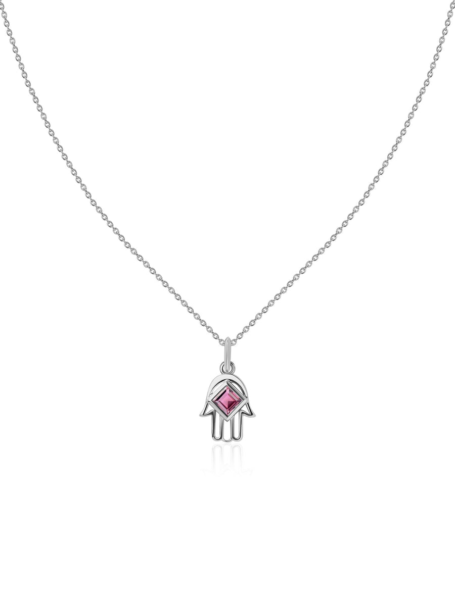 Tourmaline Hamsa Protection Pendant with Chain